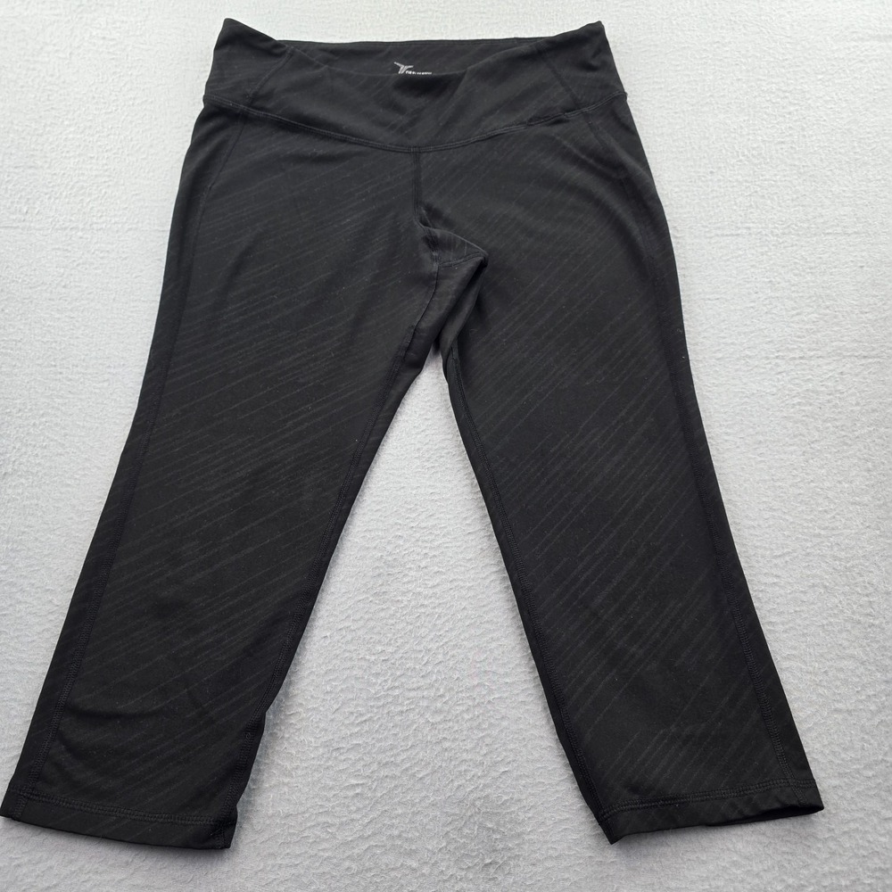 Old Navy Active Cropped Leggings Womens Large Black Gray Geometric Embossed Logo